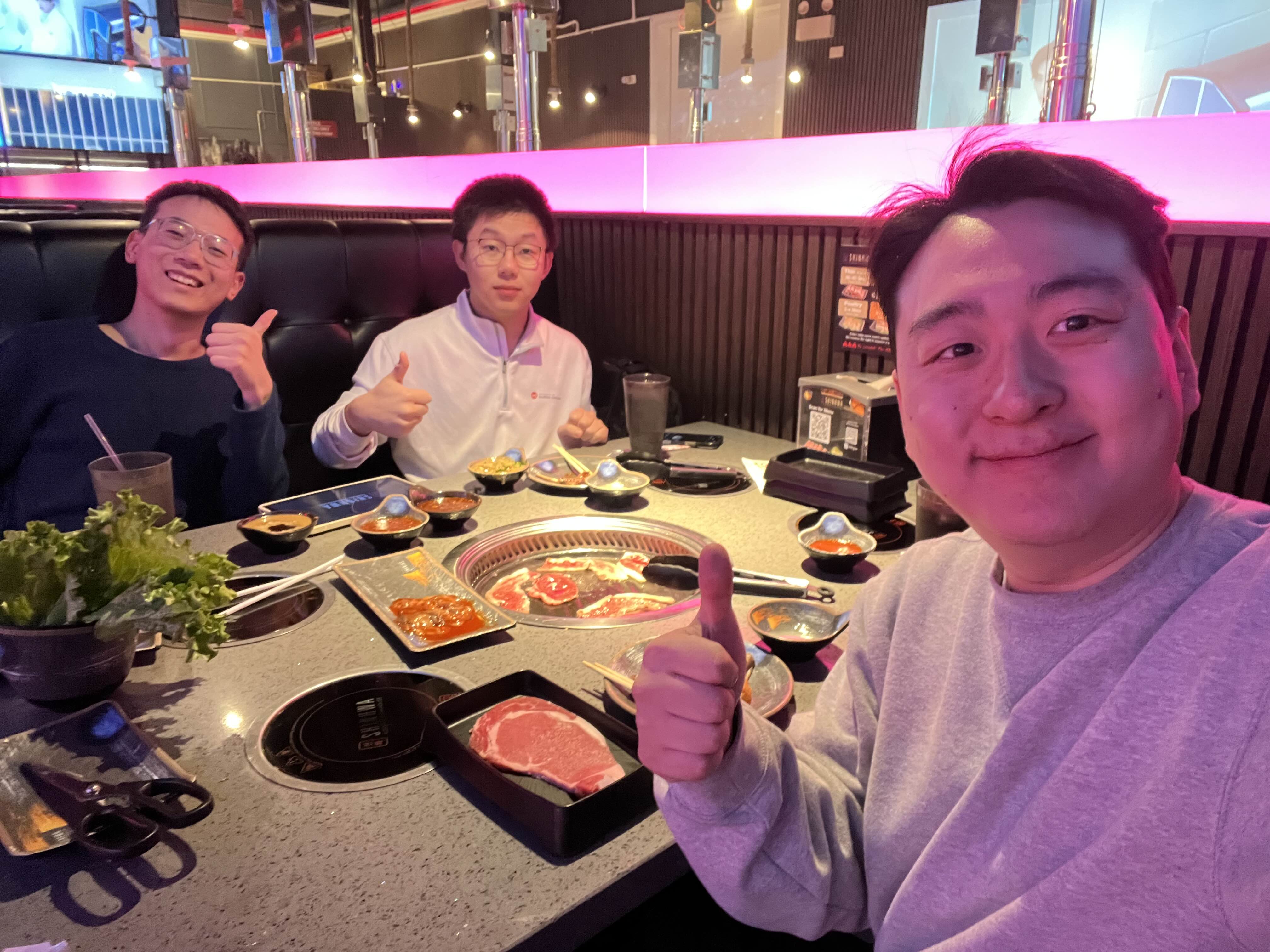 Lab members at Korean barbecue